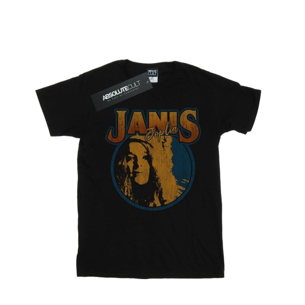 Janis Joplin Dam/Damer Distressed Circle Bomull Boyfriend T-Shirt Black M