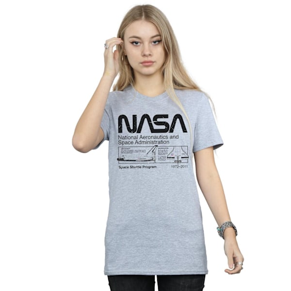 NASA Dam/Damer Classic Space Shuttle Boyfriend T-Shirt M Sp Sports Grey M