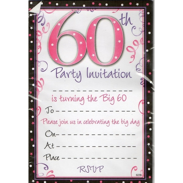Spot on presenter 60-års inbjudningar (paket med 20 ) One Size W White/Pink/Black One Size