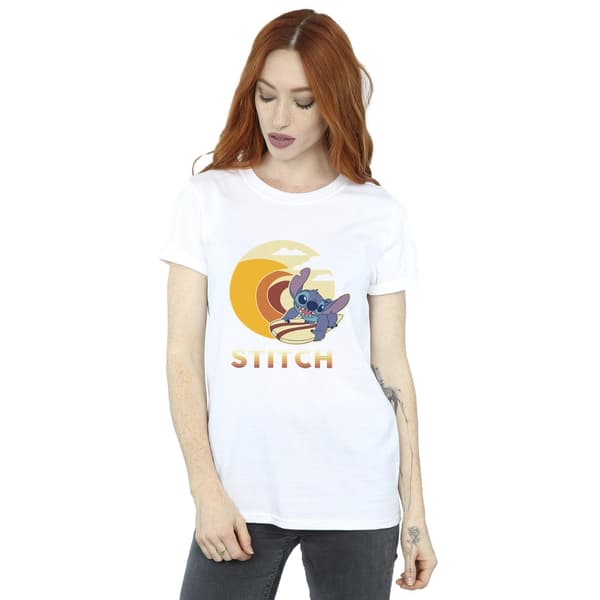 Disney Dam Lilo & Stitch Summer Waves Bomull Boyfriend White L