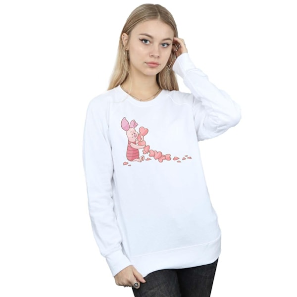 Disney Dam/Damer Winnie The Pooh Piglet Chain Of Hearts Sweatshirt White XL