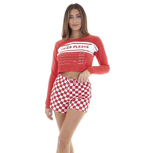 Brave Soul Dam/Kvinnor Pizza Loungewear Set S Röd Red S