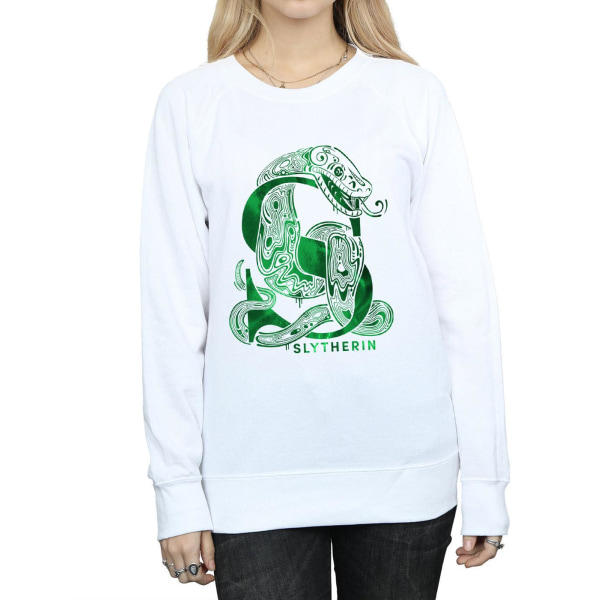 Harry Potter Dam/Dam Slytherin Snake Sweatshirt M Vit White M