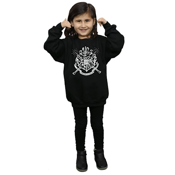 Harry Potter Girls Hogwarts Crest Wands Sweatshirt 7-8 år Bl Black 7-8 Years