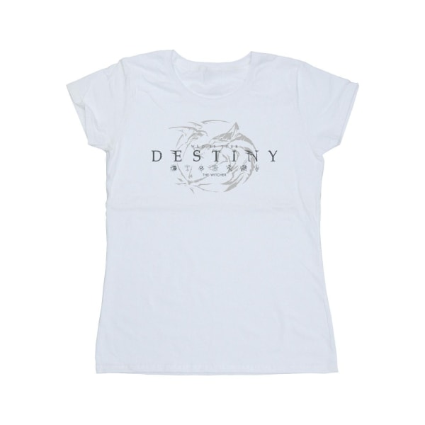 Netflix T-shirt i bomull för kvinnor/damer The Witcher Wolf´s Destiny Cotton White XL