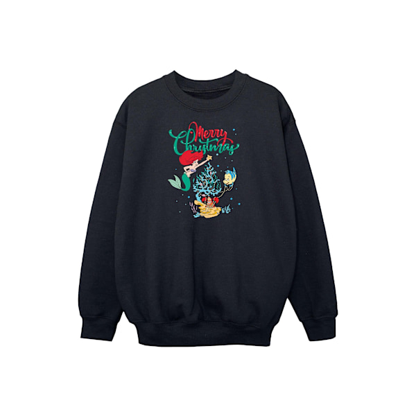Disney Girls Princess Ariel Merry Christmas Sweatshirt 9-11 år Black 9-11 Years