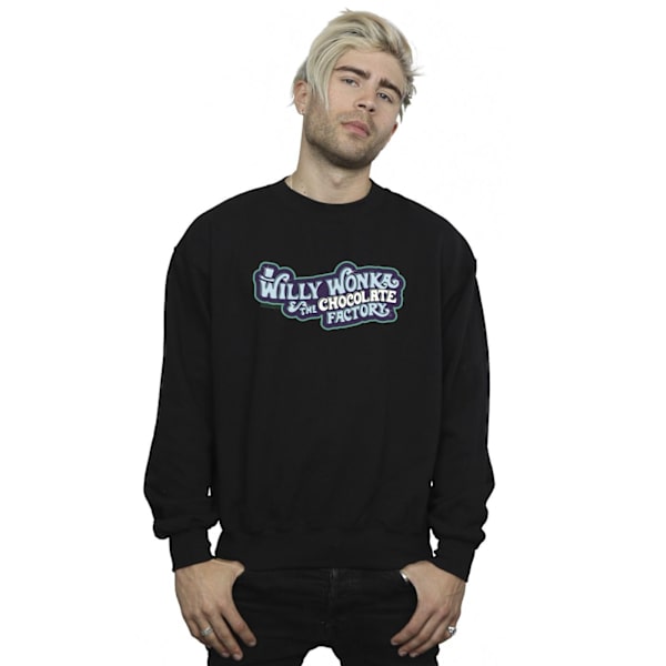 Willy Wonka Herr Chokladfabrik Logotyp Sweatshirt 4XL Svart Black 4XL