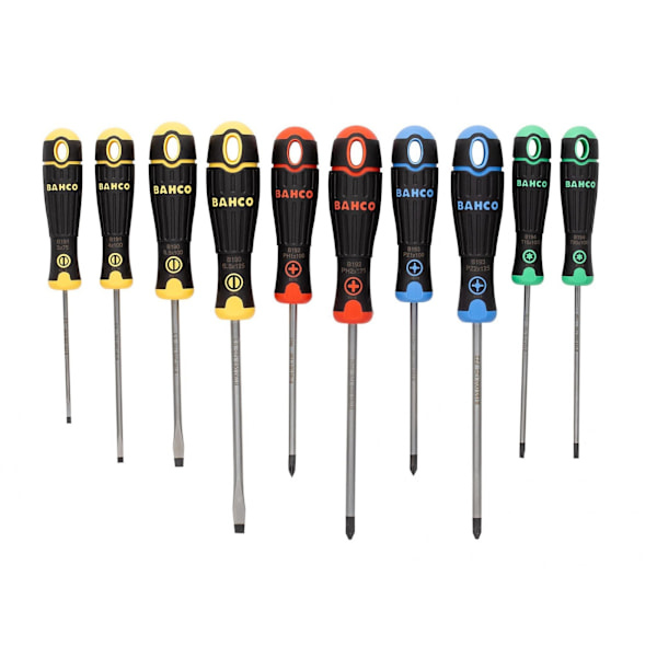 Bahco Bahcofit Skruvmejselset med färgat handtag, 10 delar One Si Multi Colour One Size