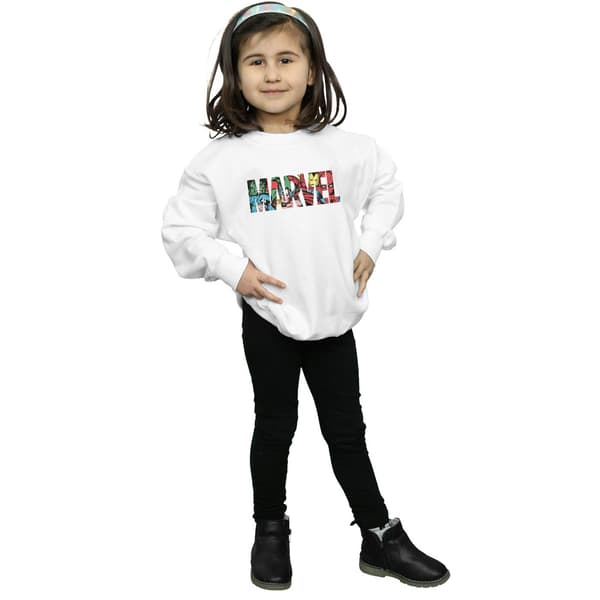 Marvel Comics Flickor Logotyp Karaktär Infill Tröja 9-11 År White 9-11 Years
