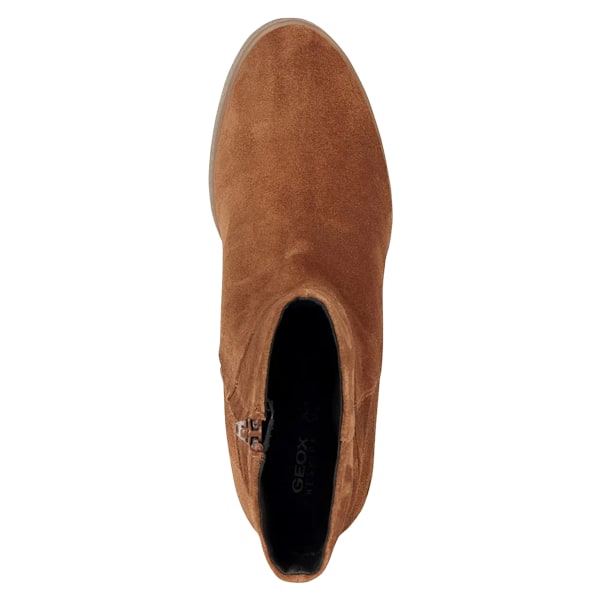 Geox Dam/Damer D Eildea B Kilklack Stövletter i Lackläder Dark Camel 6 UK
