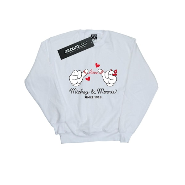 Disney Dam/Kvinnor Mickey Mouse Love Hands Sweatshirt S Vit White S