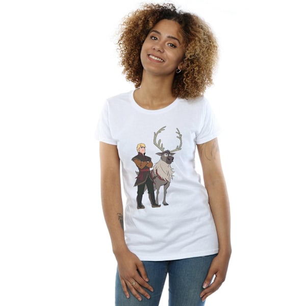 Disney Dam/Kvinnor Frozen 2 Sven Och Kristoff Bomull T-shirt White L