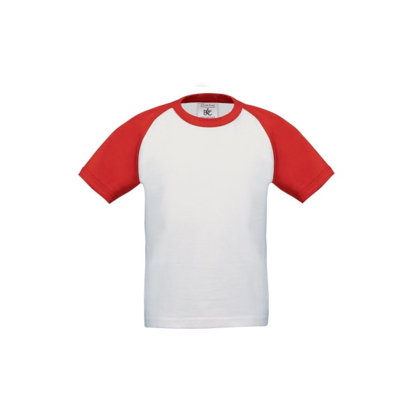 B&C Barn Pojkar Kortärmad baseball T-shirt 3-4 år Whit White/Red 3-4 Years