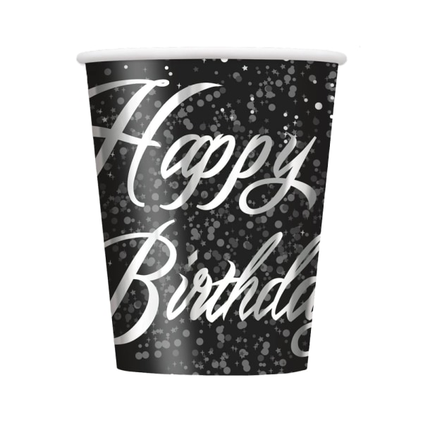 Unik festpapper Glitz Happy Birthday Party Cup (paket med 8) O Silver One Size
