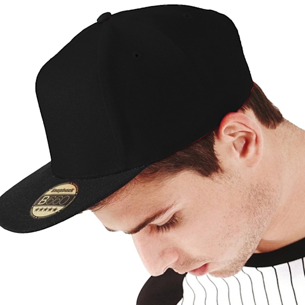 Beechfield Unisex Original Flat Peak Snapback Cap (2-pack) O Black/Black One Size