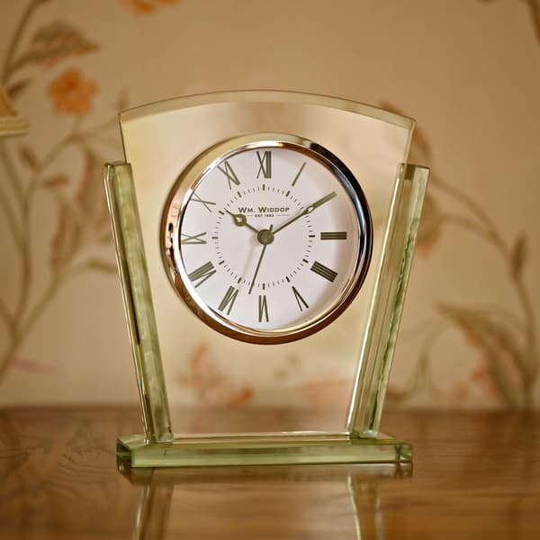 Wm.Widdop 2-lagers Silver Bezel Glas Mantel Klocka One Size Gl Glass One Size