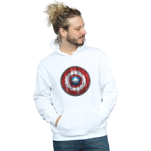 Marvel Herr Captain America Träsköld Hoodie M Vit White M