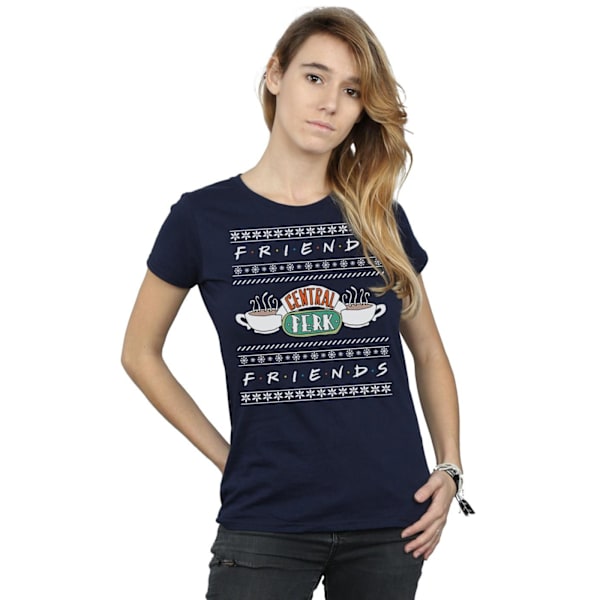 Friends Dam/Damer Fair Isle Central Perk Bomull T-shirt XL Navy Blue XL