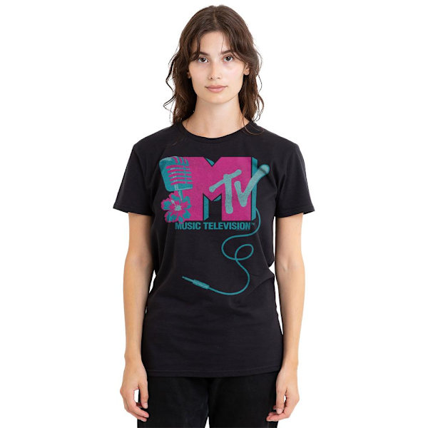 MTV Unisex Vuxen Mikrofon Logo T-Shirt S Svart Black S