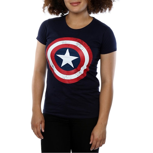 Captain America Dam T-shirt med Sköld XL Marinblå Navy Blue XL