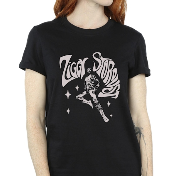 David Bowie Dam/Kvinnor Ziggy Pose Bomull Boyfriend T-Shirt 3 Black 3XL