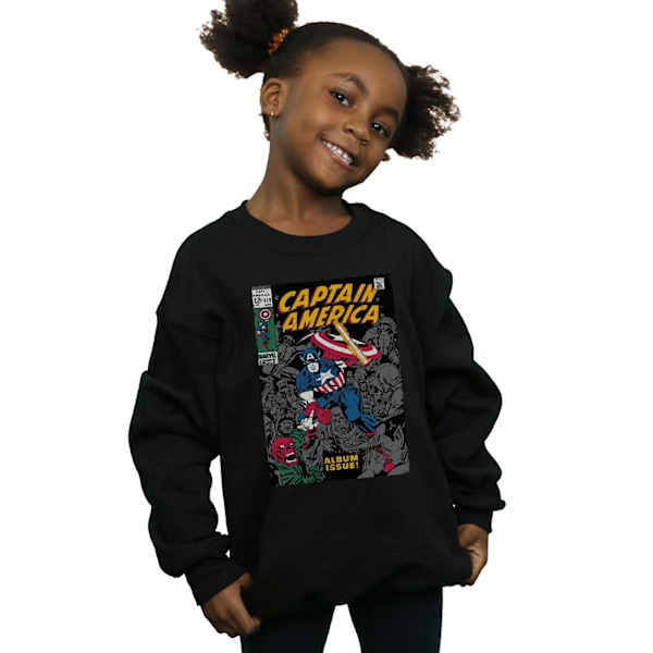 Marvel Girls Captain America Album Issue Cover Sweatshirt 9-11 Black 9-11 Years