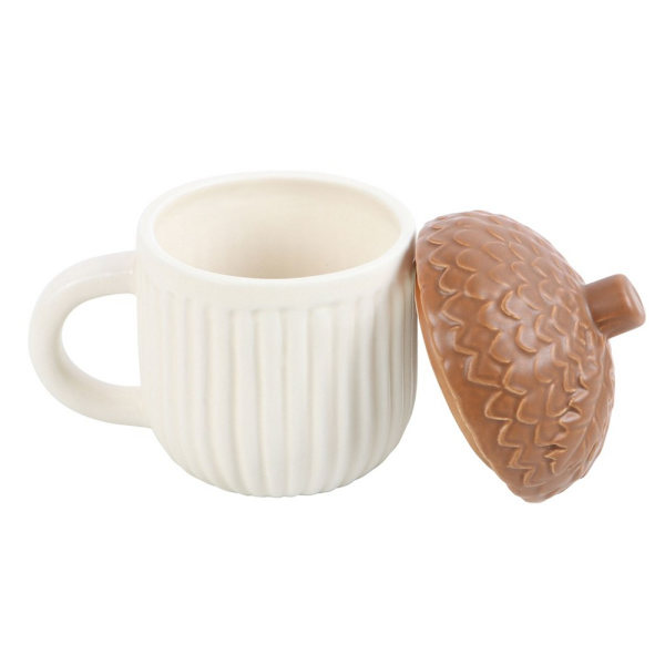 Something Different Autumn Acorn Mugg Med Lock Ett Storlek Vit/Brun White/Brown One Size