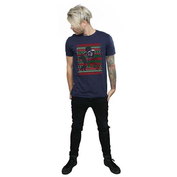 A Nightmare On Elm Street Herr Jul Fair Isle T-Shirt L Na Navy Blue L