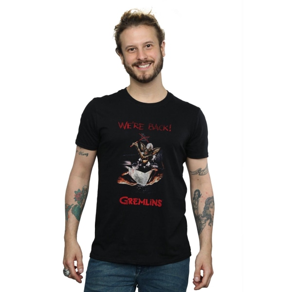 Gremlins Mens Spike Distressed Poster T-Shirt 3XL Svart Black 3XL