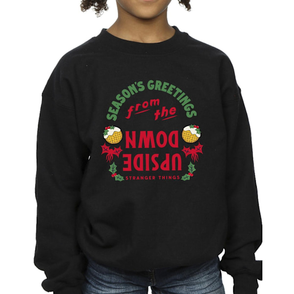 Netflix Girls Stranger Things Upside Down Seasons Greetings Sweatshirt Black 12-13 Years