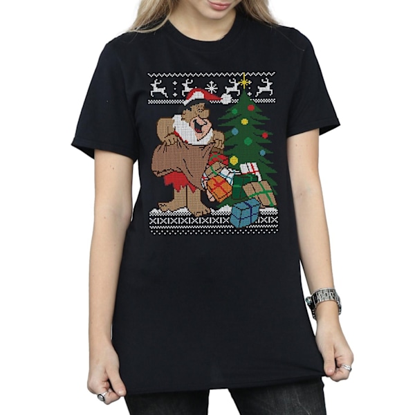 The Flintstones Dam/Damer Jul Fair Isle Bomull Boyfriend T-Shirt M Svart Black M