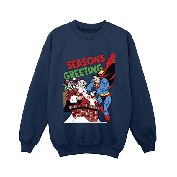 DC Comics Boys Superman Santa Comic Sweatshirt 9-11 år Marinblå Navy Blue 9-11 Years