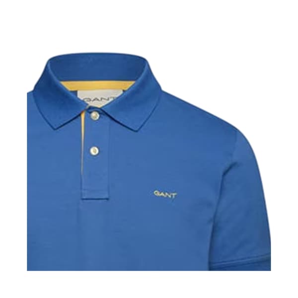 Gant Herr Pikétröja med Kontrastlogotyp S Blå Blue S
