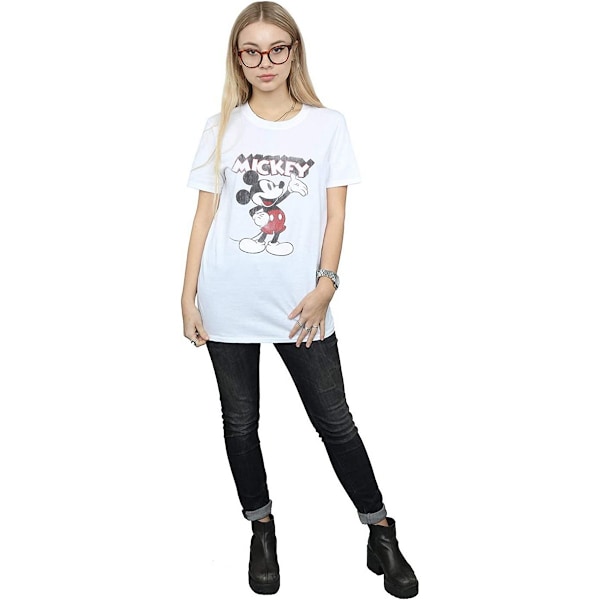 Disney Dam/Kvinnor Presenterar Mickey Mouse Bomull Boyfriend T-Shirt XXL Vit White XXL