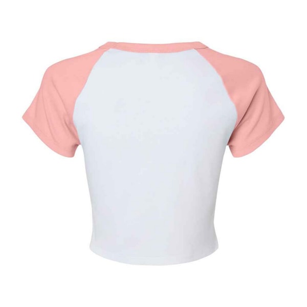 Bella + Canvas Dam/Dam Micro-Rib Raglan Crop Top M Vit/Rosa White/Pink M