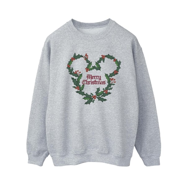 Disney Dam/Damer Mickey Mouse God Jul Holly Sweatshirt Sports Grey L