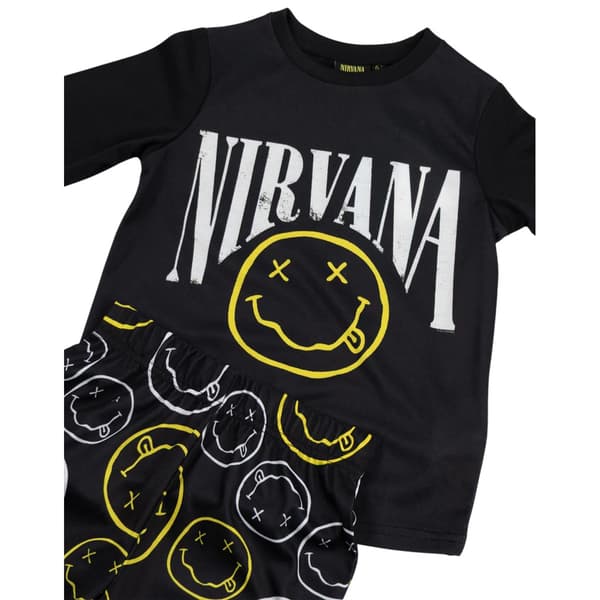 Nirvana Barn/Kids Logotyp Långärmad Lång Pyjamas Set 5-6 År Black 5-6 Years