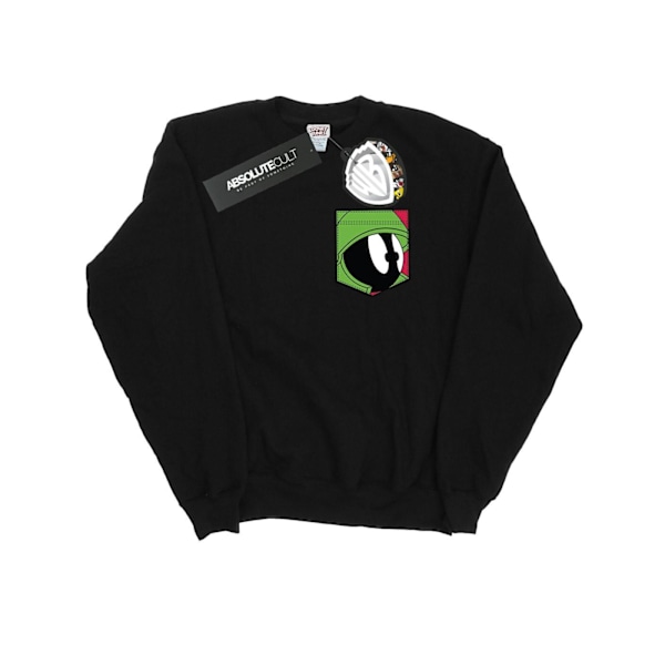 Looney Tunes Herr Marvin The Martian Ansikte Faux Fick Sweatshirt Black M