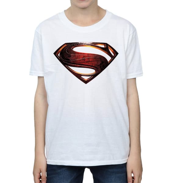 Superman Pojkar Logotyp Bomulls T-shirt 5-6 År Vit White 5-6 Years