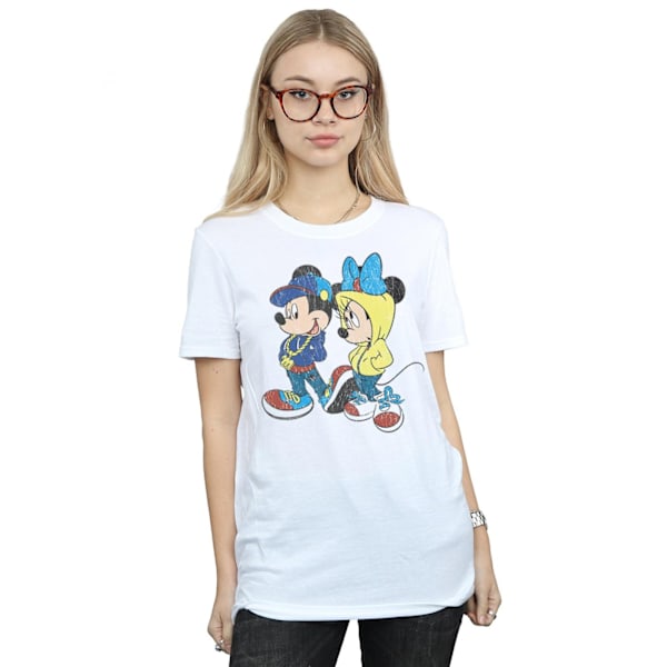 Disney Dam/Damer Mickey Och Minnie Mus Pose Bomull Pojkvän White M
