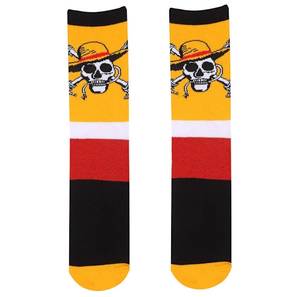 One Piece Unisex Vuxen Crossbones Strumpor S-M Gul/Svart/Vit/ Yellow/Black/White/Red S-M