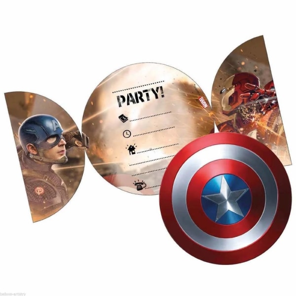 Captain America Civil War Shield-inbjudningar (paket med 6) One Si Multicoloured One Size