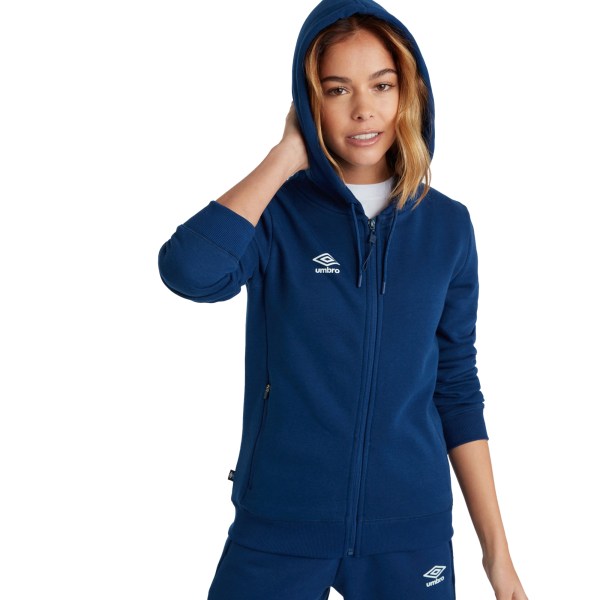 Umbro Dam/Ladies Club Fritid Hoodie med dragkedja M Marinblå/Vit Navy/White M