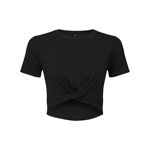 TriDri Dam/Kvinnors Twisted Crop Top 12 UK Svart Black 12 UK