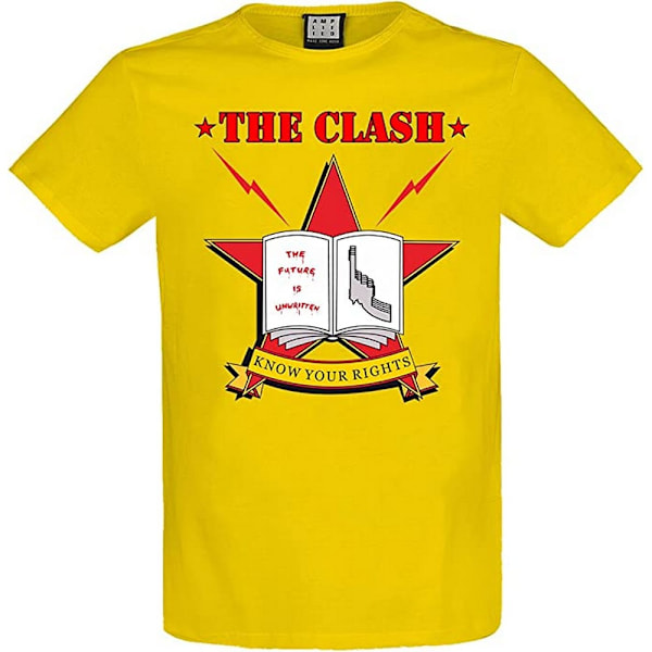 Amplified Mens Know Your Rights The Clash T-Shirt XXL Gul Ra Yellow Raven/Black XXL