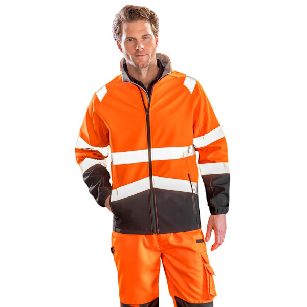 SAFE-GUARD by Result Herrar Tryckbar Säkerhet Mjuk Skaljacka 3X Fluorescent Orange/Black 3XL