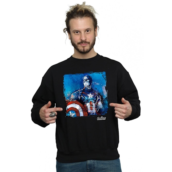 Marvel Herr Captain America Art Sweatshirt M Svart Black M