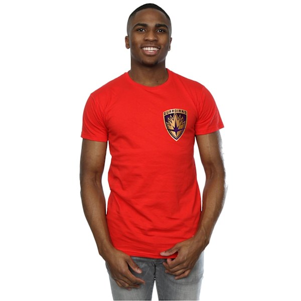 Marvel Herrar Guardians Of The Galaxy Shield Faux Pocket T-Shirt Red S