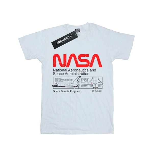 NASA Girls Classic Space Shuttle Bomull T-shirt 12-13 år Vit White 12-13 Years