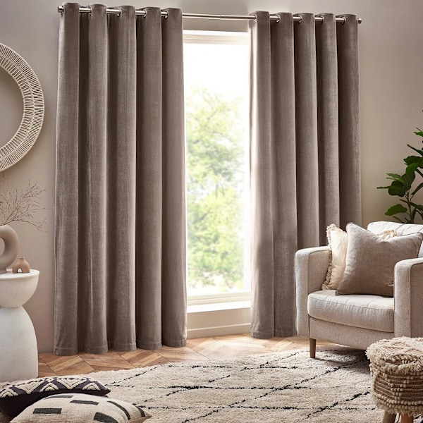 Yard Chenille Velvet Öglegardiner 229cm x 183cm Greige Greige 229cm x 183cm